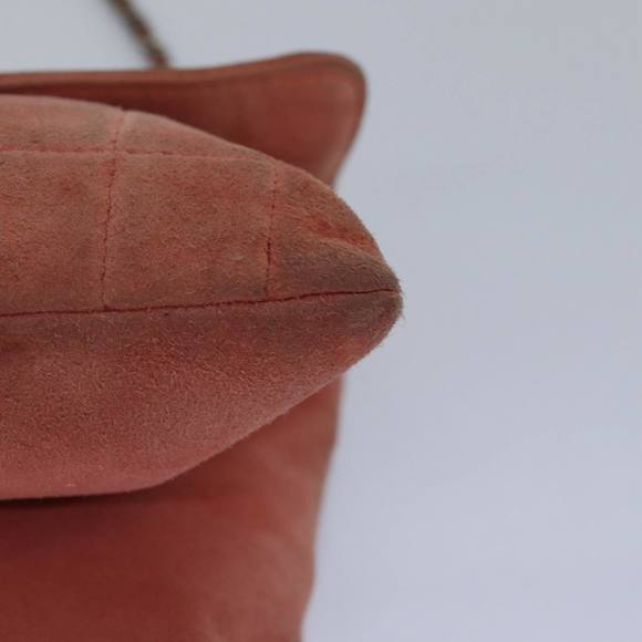 CHANEL Choco Bar Chain Hand Bag Suede Orange CC Auth bs16570 - Picture 11 of 16